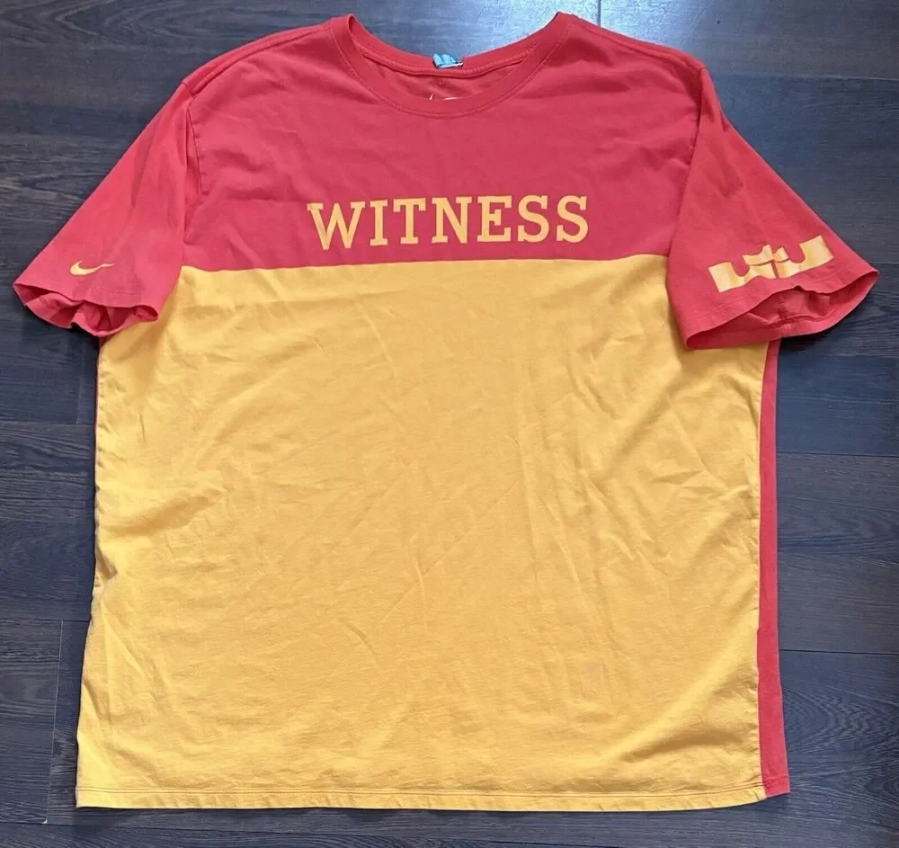 Rare Nike Lebron James T-Shirt Men's Witness Print Athletic Cut Crew Neck XXXL